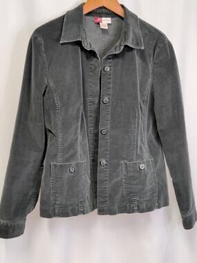 JM Collection Olive Green Corduroy Shacket Jacket Size 14